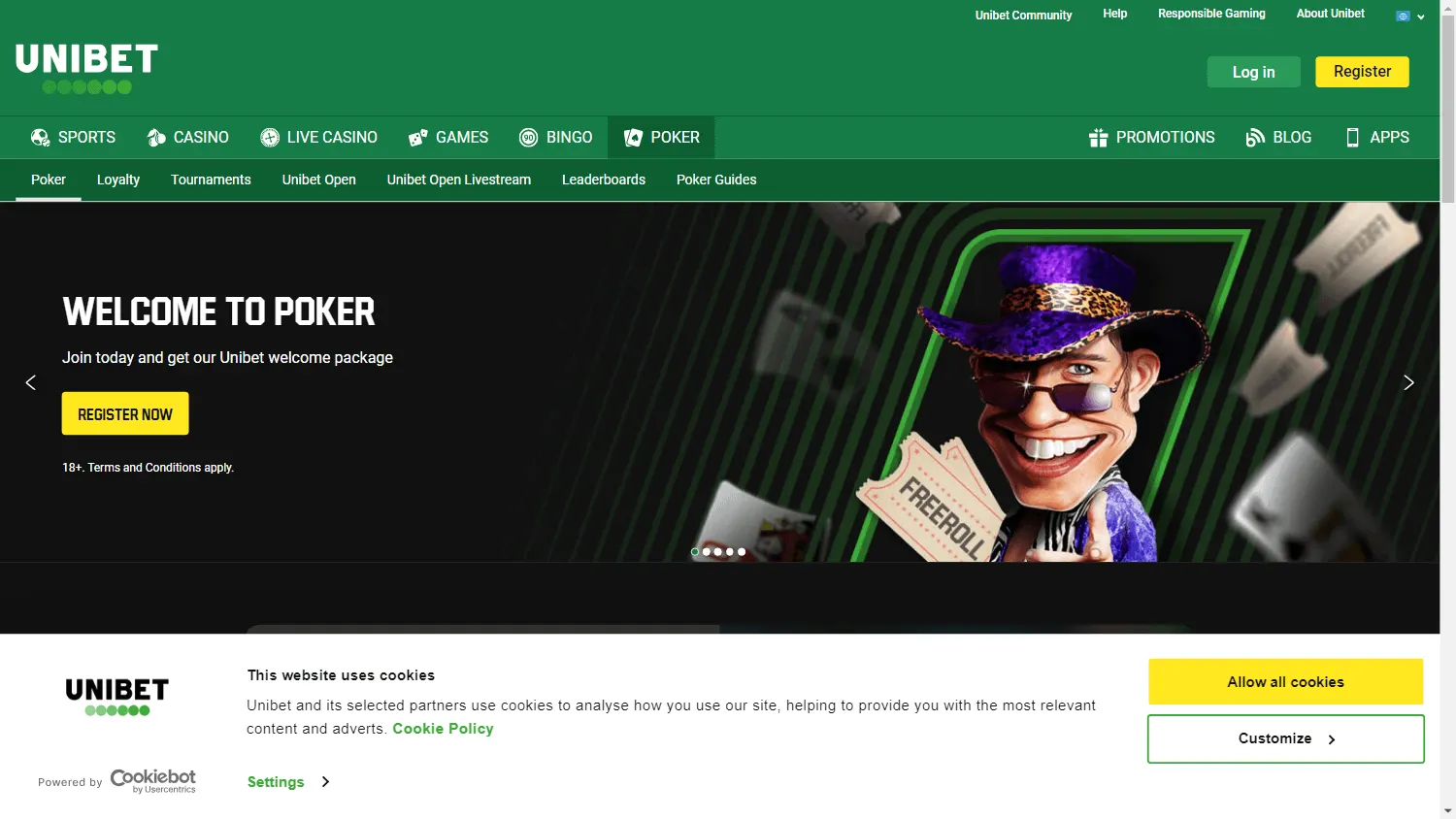 Unibet Casino desktop games screen